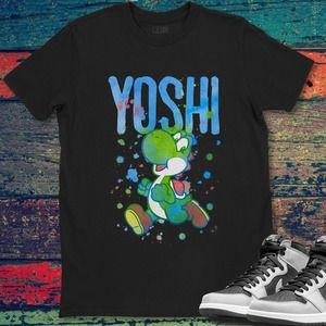 Nintendo Super Mario Yoshi Watercolor Splash Graphic Unisex Gift T-Shirt